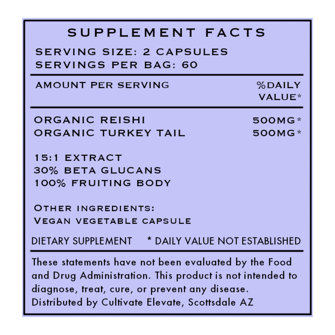 Organic Reishi Turkey Tail Mushroom Capsules