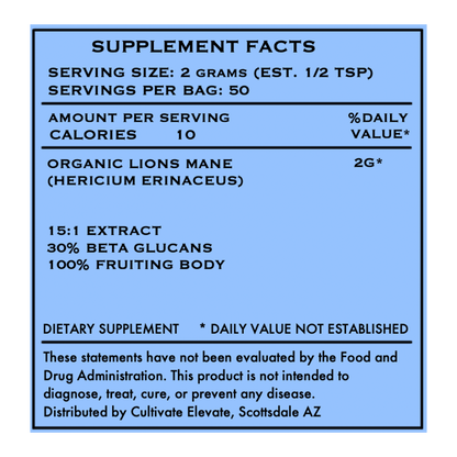 Organic Lions Mane Mushroom Extract Powder - The Brain Mushroom