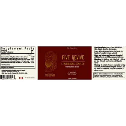 Five Revive Mushroom Complex (250mg/ml) | 1:4 dual extract - Fruiting body