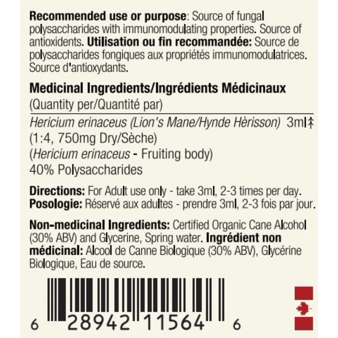 Organic Lion's Mane Tincture (250mg/ml) | 1:4 dual extract - Fruiting body